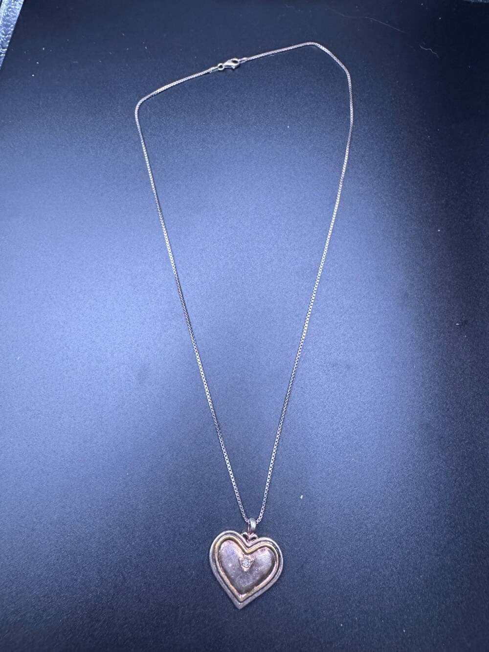 Vtg Sterling Silver 925 Diamond My Daughter My Joy Heart Pendant Necklace